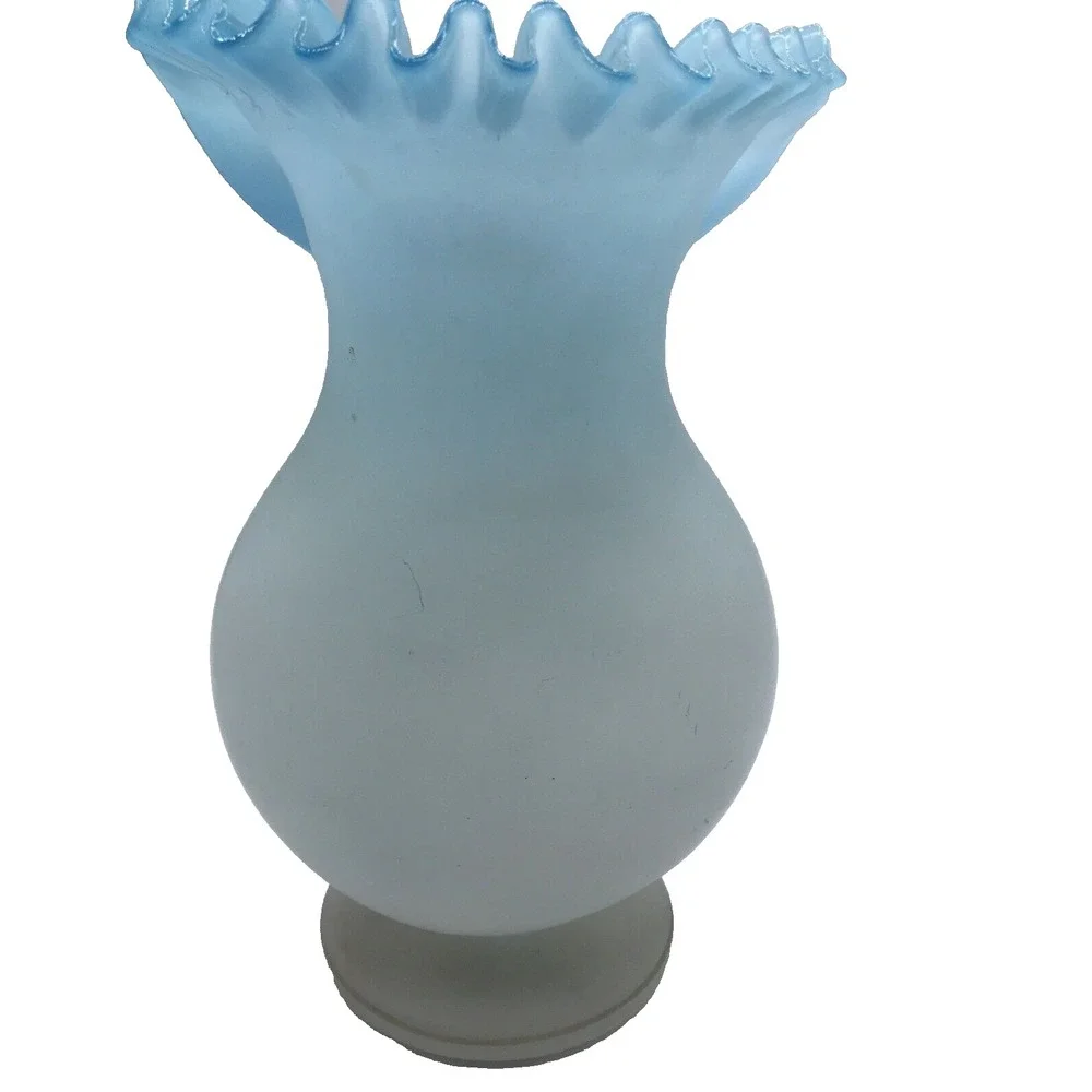 Bristol handblown glass Ruffled Collared Vase hand painted UNIQUE‎